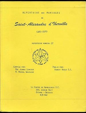 Marriages Mariages Saint Alexandre d'Iberville 1851-1979