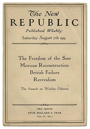 The New Republic -- August 7th 1919, Vol. IV, No. 1