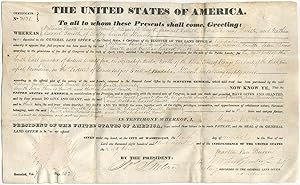 Land Grant Document Secretarially Signed for President Martin Van Buren