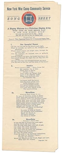 New York War Camp Community Service Song Sheet. A Singing Welcome to a Victorious Singing Army