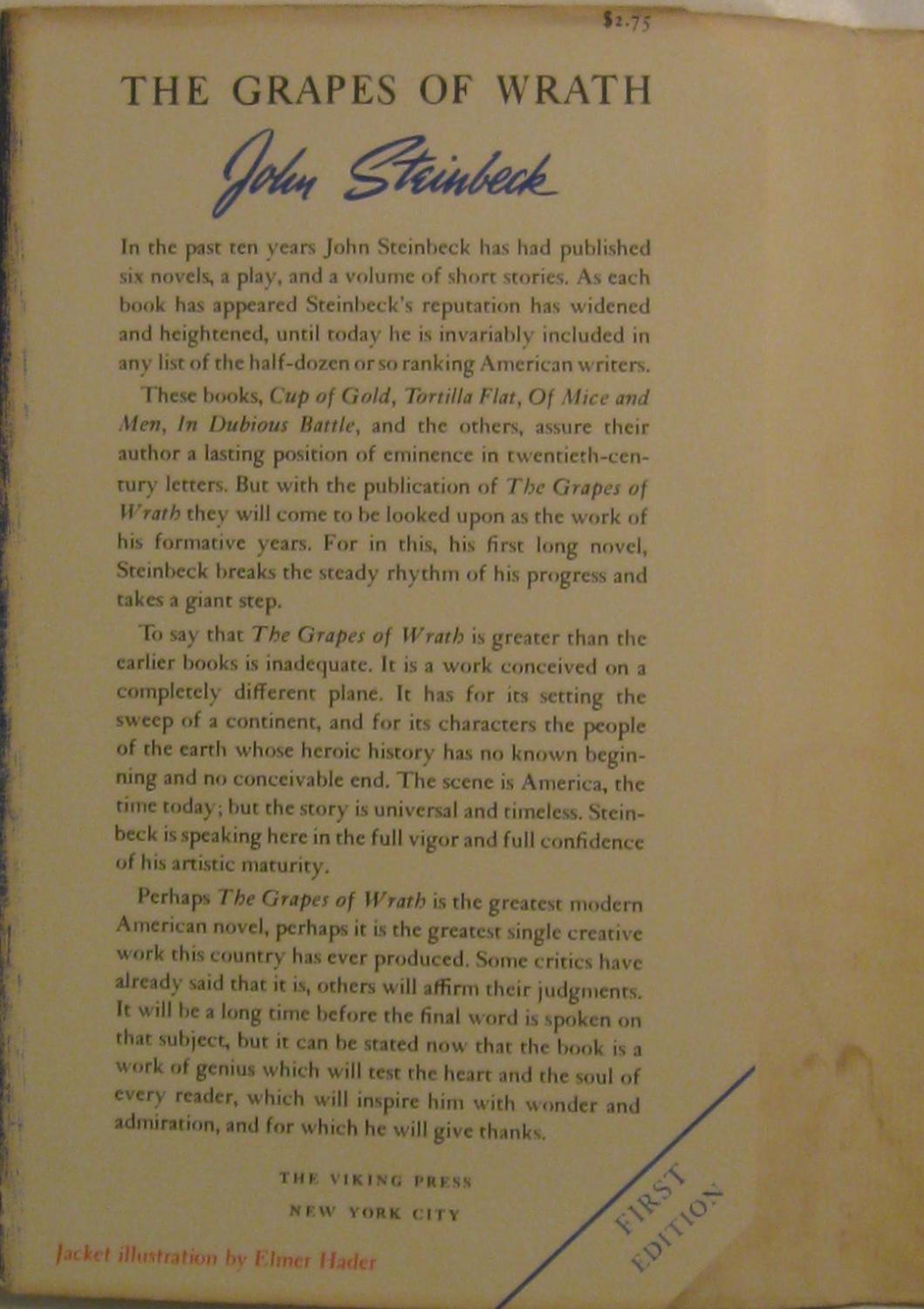 the grapes of wrath by john Find great deals on ebay for grapes of wrath steinbeck and grapes of wrath steinbeck 1939 new listing the grapes of wrath~john steinbeck 1939~first edition - fine. the grapes of wrath by john Find great deals on ebay for grapes of wrath steinbeck and grapes of wrath steinbeck 1939 new listing the grapes of wrath~john steinbeck 1939~first edition - fine.