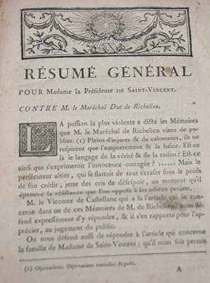 Ensemble de factums concernant le maréchal duc de Richelieu 1775-1777