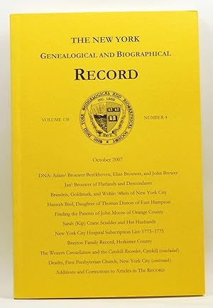 The New York Genealogical and Biographical Record, Volume 138, Number 4 (October 2007)