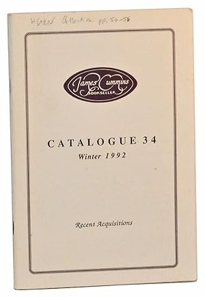 James Cummins, Bookseller, Catalogue 34 (Winter 1992), Recent Acquisitions