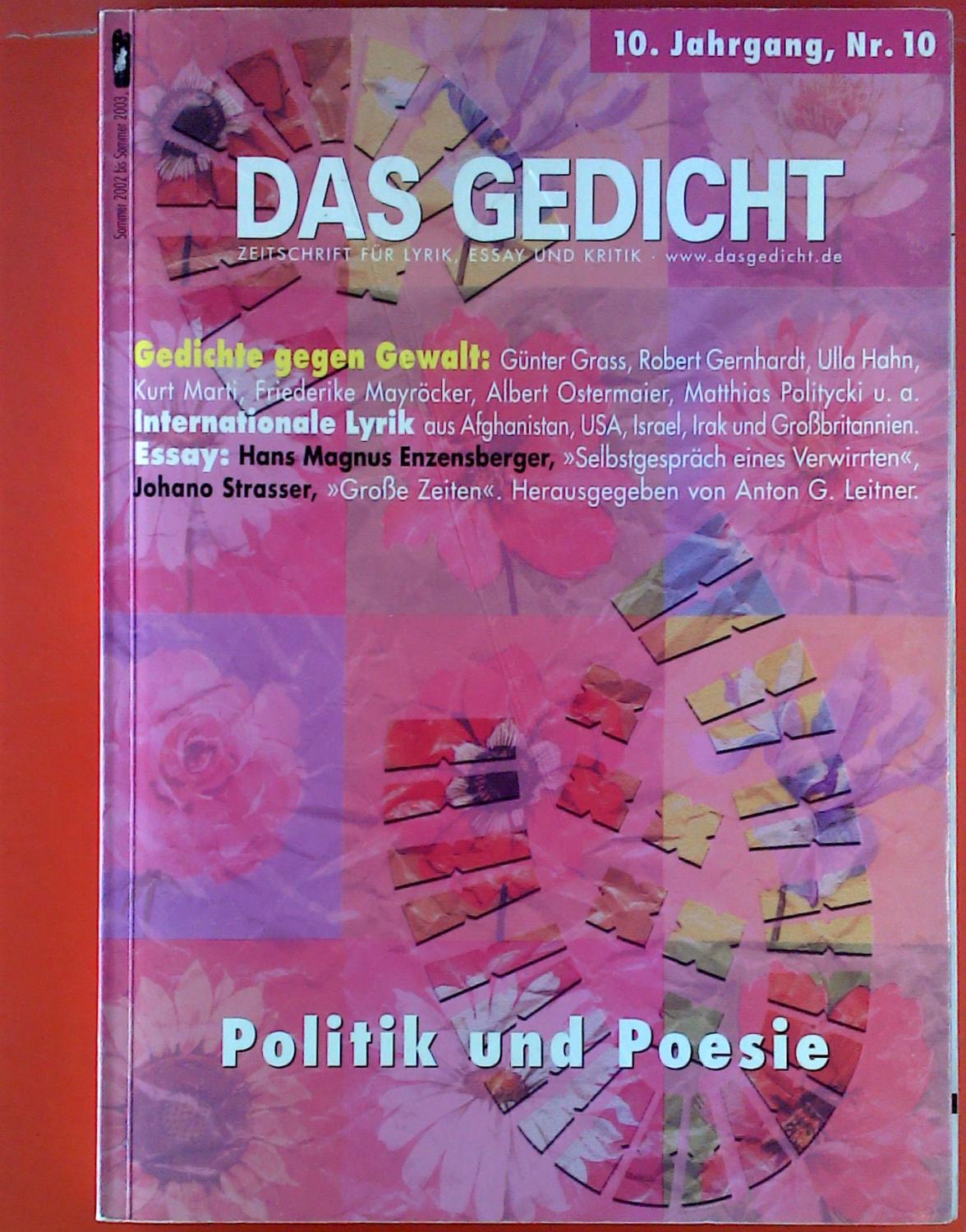 Das Gedicht Zeitschrift für Lyrik Essay und Anton G Leitner
