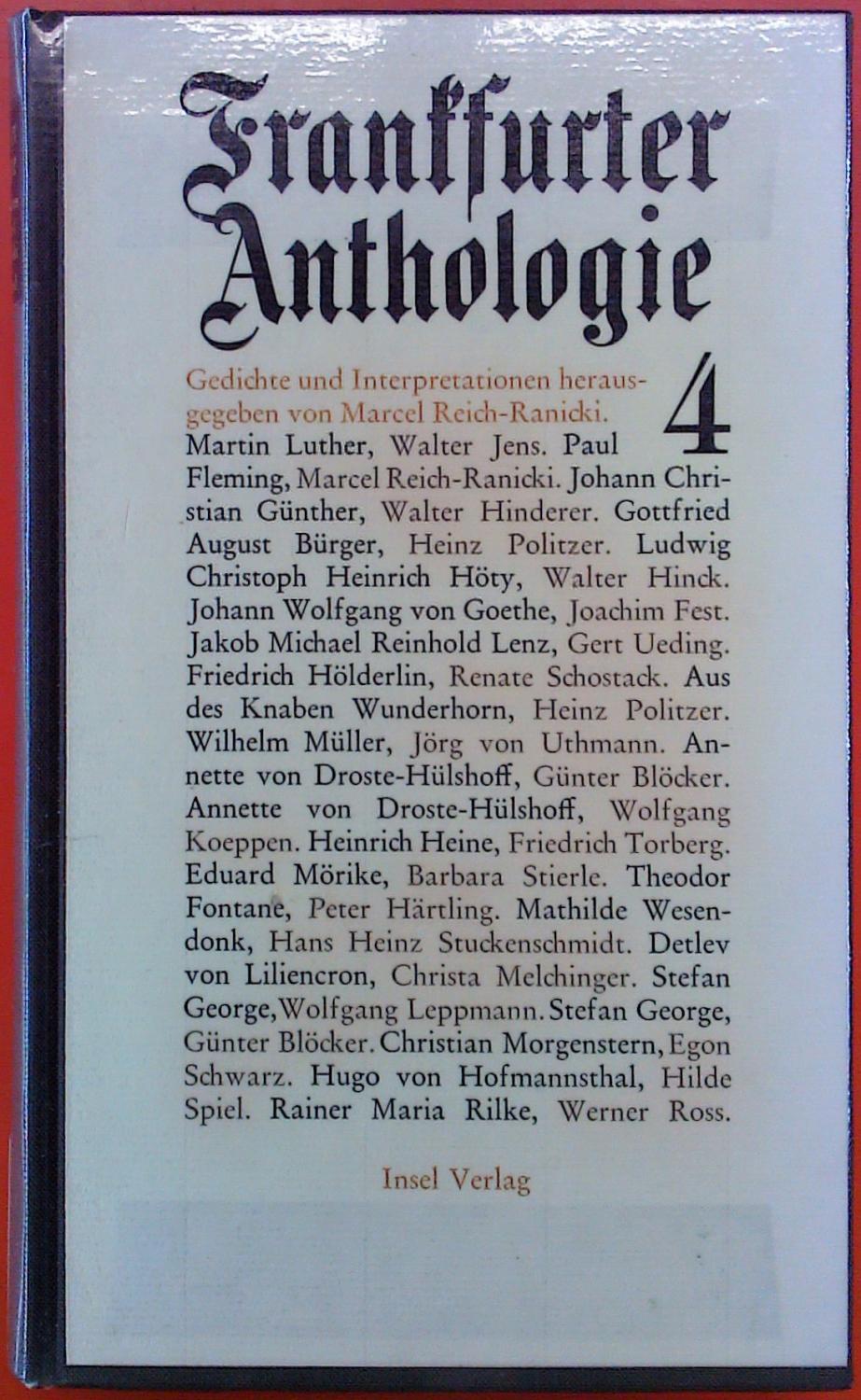 Frankfurter Anthologie. 4. Gedichte und Interpretationen. Erste Auflage.