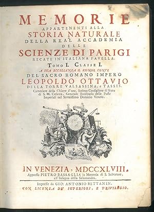 Memorie appartenenti alla storia naturale della real accademia delle Scienze di Parigi recate in ...