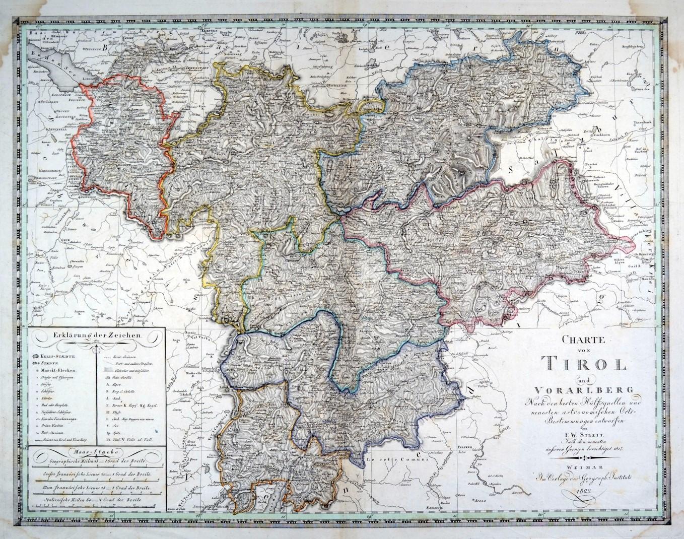 TIROL. - Karte. "Charte von Tirol und Vorarlberg".: Art / Print