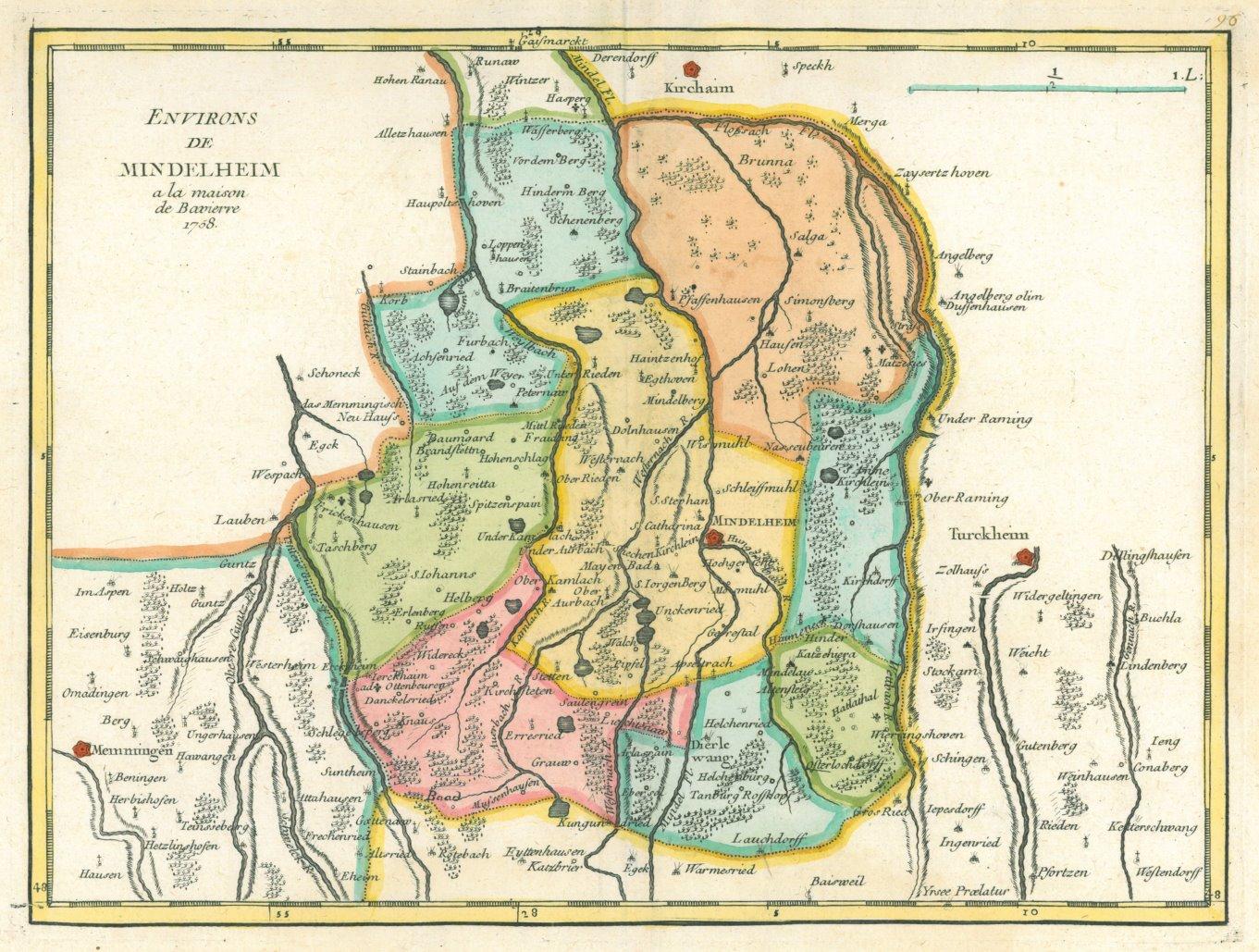 MINDELHEIM. - Karte. "Environs de Mindelheim à la maison de Bavierre