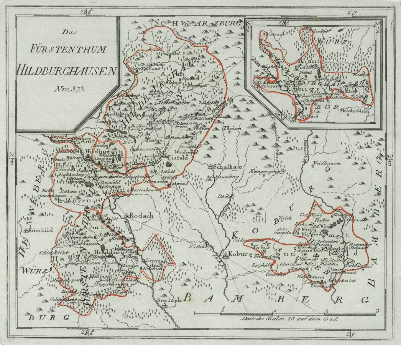 HILDBURGHAUSEN. - Karte. "Das Fürstenthum Hildburgh. Nro. 373".: Art