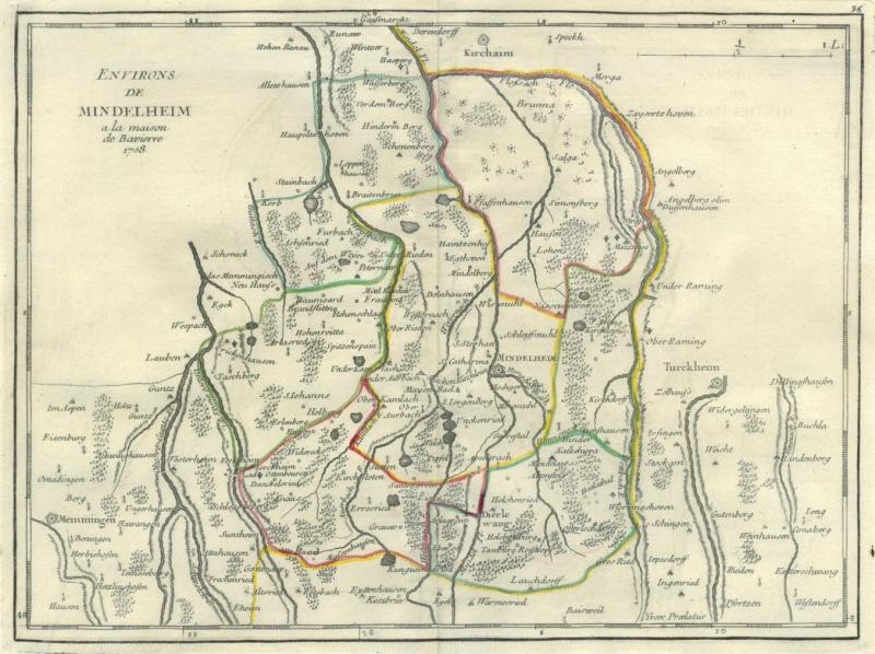 MINDELHEIM. - Karte. "Environs de Mindelheim à la maison de Bavierre