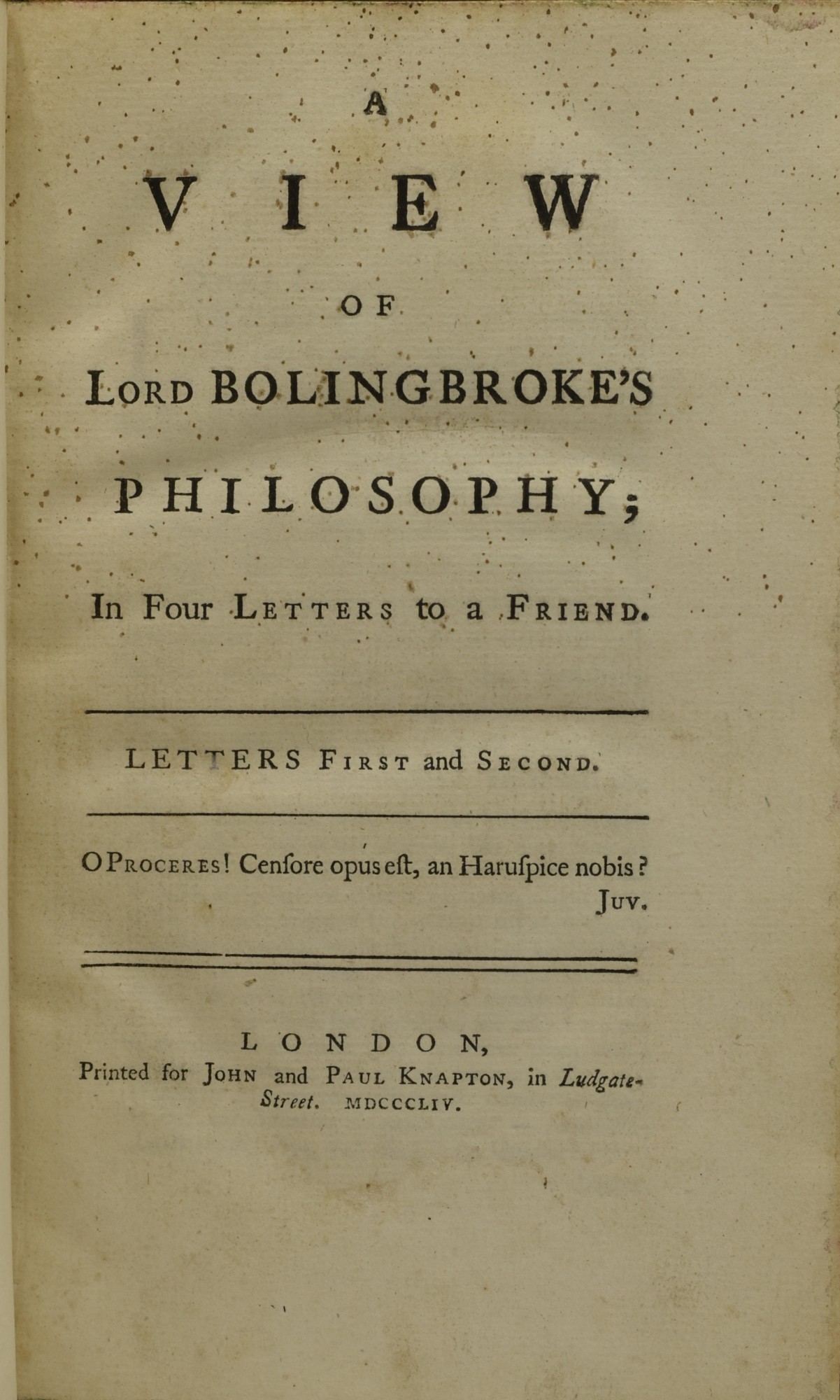 Bolingbroke a dissertation upon parties 1733