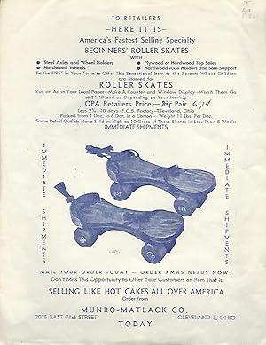 To Retailers - Here It Is - America's Fastest Selling Specialty Beginners' Roller Skates