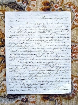 1849 LETTER by EDWARD P. BARNUM - MASON GRAND MASTER, SON OF AMERICAN REVOLUTION