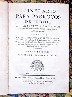 1771 INDIANS OF ECUADOR - SPANISH CONQUISTADOR PRIEST'S GUIDE for the ADMINISTRATION of NATIVE IN...