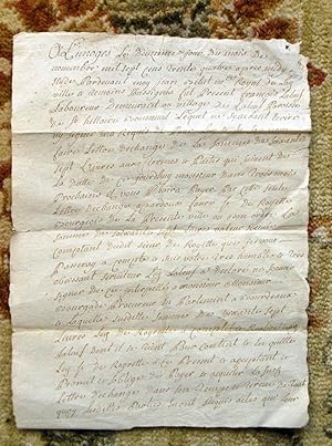 1724 HANDWRITTEN SIGNED DOCUMENT from LIMOGES, FRANCE w/ OFFICIAL LIMOGES SEAL