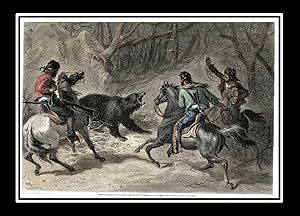 Native Californians Lassoing a Bear [Print on Paper – Hand-colored]