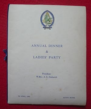 Menu du Savoy Hotel du 3 avril 1965 - Annual dinner & Ladies? Party