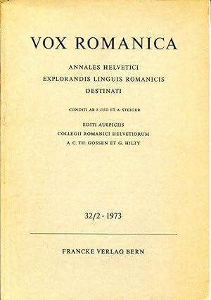 Vox Romanica: Annales Helvetici Explorandis Linguis Romanicis Destinati