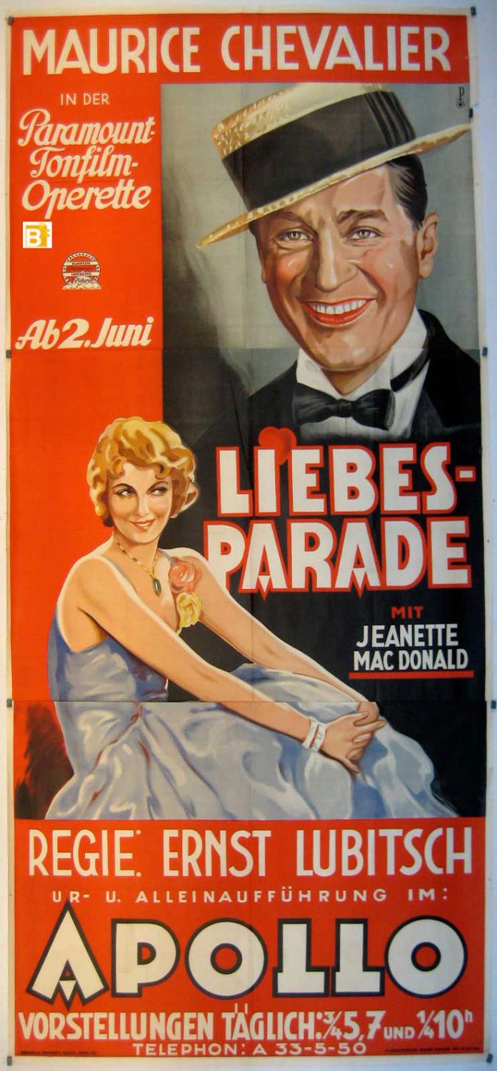 LIEBES PARADE - 1929Dir Ernst LubitschCast: Maurice Chevalier Jeanette MacDonald Lupino LaneAUSTRIA - 125X276 CM.- 50X108, IN.POSTER
