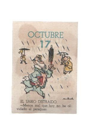 Cromo: album del buen humor de la firma Potax : 17 de octubre, dibujo de Muntañola