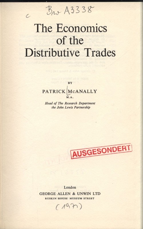 The Economics of the Distributive Trades. - McAnally, Patrick