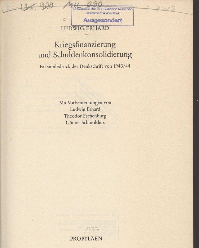 Kriegsfinanzierung und Schuldenkonsolidierung