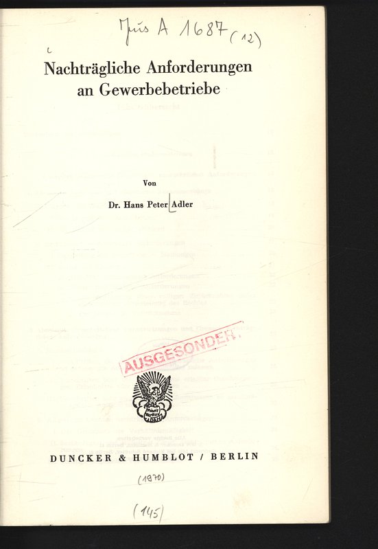 Nachträgliche Anforderungen an Gewerbebetriebe.