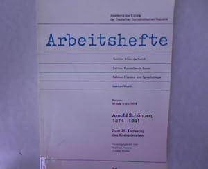 Arbeitshefte der Akademie der Künste der Deutschen Demokratischen Republik Band 24 Arnold Schönbe...