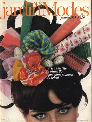 JARDIN DES MODES, Janvier 1965. tissues en tete blanc 65 nos championnes du tricot.