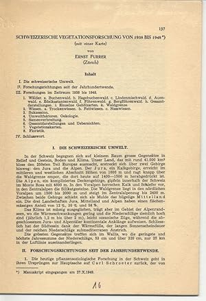 Schweizerische Vegetationsforschung von 1938 bis 1948.