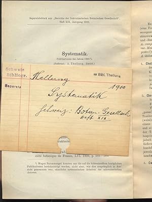 Systematik. Publikationen des Jahres 1909. Separatabdruck aus "Berichte der Schweizerischen Botan...