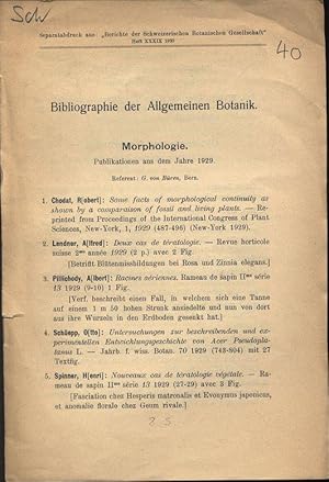 Bibliographie der Allgemeinen Botanik. Morphologie. Publikationen aus dem Jahre 1929. Separatabdr...