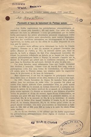 Pluviosite et taux de boisement du Plateau suisse. Extrait du Journal forestier suisse, Annee 193...