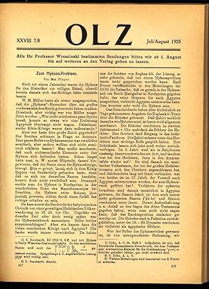 Zum Hyksos-Problem. Von Max Pieper, in: ORIENTALISTISCHE LITERATURZEITUNG (OLZ), 7,8/1925. Monats...