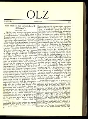 Zum Problem der koranischen Erzählungen1. Von Johann Fück, in: ORIENTALISTISCHE LITERATURZEITUNG ...