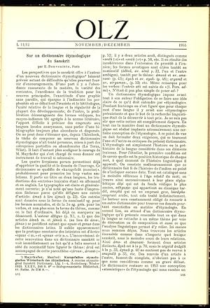 Sur un dictionnaire étymologique du Sanskrit par E.Benveniste, Paris, in: ORIENTALISTISCHE LITERA...