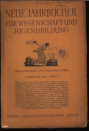 Die soziale Frage im Altertum. Neue Jahrbücher für Wissenschaft und Jugendbildung, 3. Jahrgang 19...