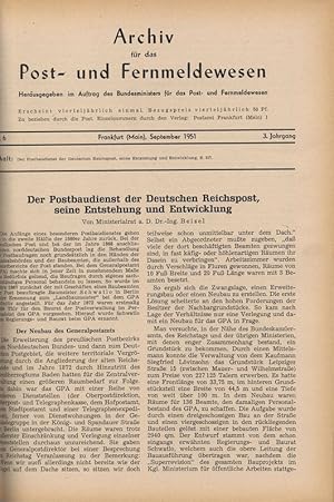 Der Postbaudienst der Deutschen Reichspost, seine Entstehung und Entwicklung, in: ARCHIV FÜR DAS ...