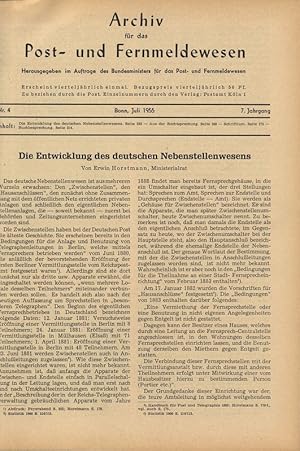 Die Entwicklung des deutschen Nebenstellenwesens, in: ARCHIV FÜR DAS POST- UND FERNMELDEWESEN, Nr...