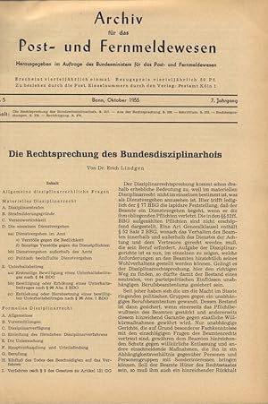 Die Rechtsprechung des Bundesdisziplinarhofs, in: ARCHIV FÜR DAS POST- UND FERNMELDEWESEN, Nr. 5,...