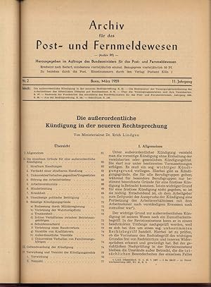 Die außerordentliche Kündigung in der neueren Rechtsprechung, in: ARCHIV FÜR DAS POST- UND FERNME...