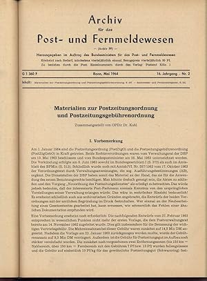 Materialien zur Postzeitungsordnung und Postzeitungsgebührenordnung, in: ARCHIV FÜR DAS POST- UND...