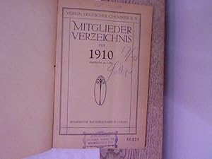 Verein deutscher Chemiker e.V.: Mitglieder-Verzeichnis für 1910. Abgeschlossen am 1. Mai.