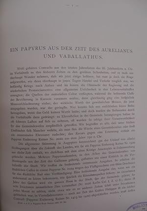 Ein Papyrus aus der Zeit des Aurelianus und Vaballathus. Separatdruck aus: Mittheilungen aus der ...