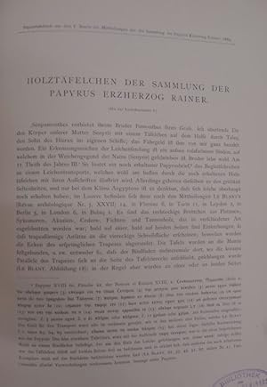 Holztäfelchen der Sammlung der Papyrus Erzherzog Rainer. Separatdruck aus: Mittheilungen aus der ...