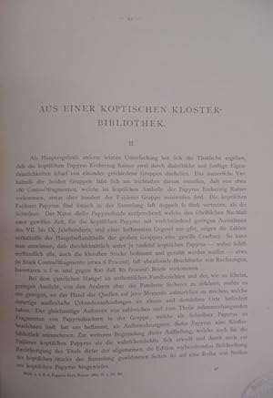 Aus einer koptischen Klosterbibliothek II. Separatdruck aus: Mittheilungen aus der Sammlung der P...