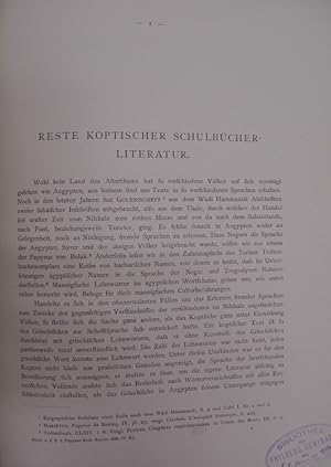 Reste koptischer Schulbücher-Literatur. Separatdruck aus: Mittheilungen aus der Sammlung der Papy...