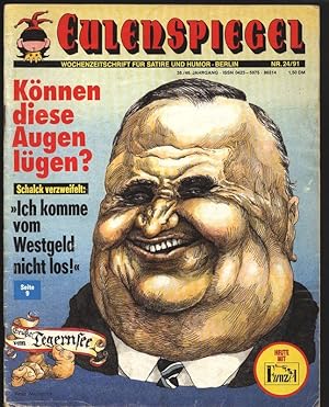 Schalck verzweifelt - "Ich komme vom Westgeld nicht los!", in: EULENSPIEGEL 24/1991. Magazin für ...