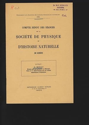 Compte rendu des seances de la Societe de Physique et d'Histoire Naturelle de Geneve. Supplement ...